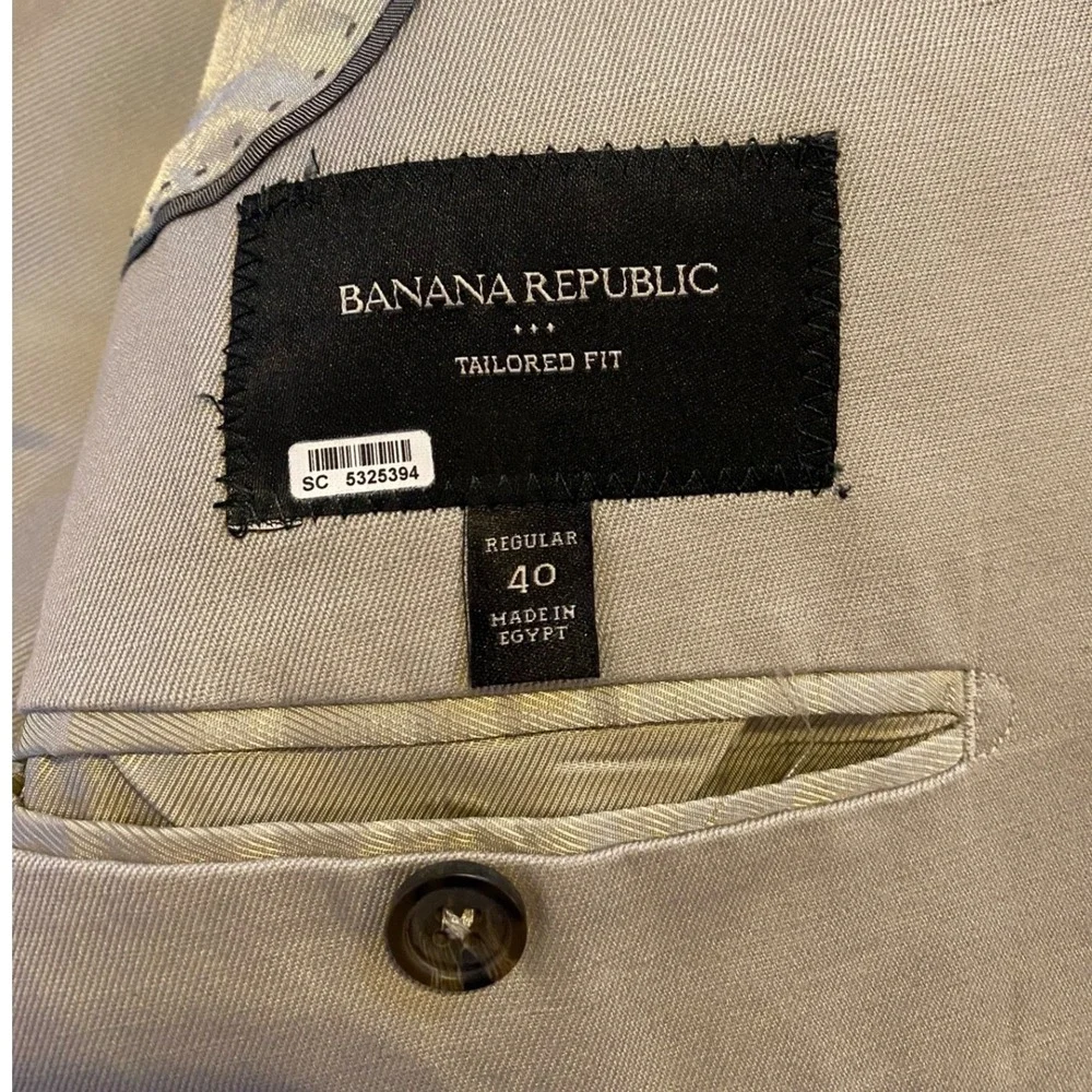 Banana Republic Mens Linen Cotton Blazer Tailored Fit 40 Reg Tan Beige Summer